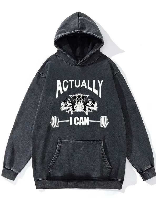 Hoodie-Designer-acturally I can Washed Gym Hoodie