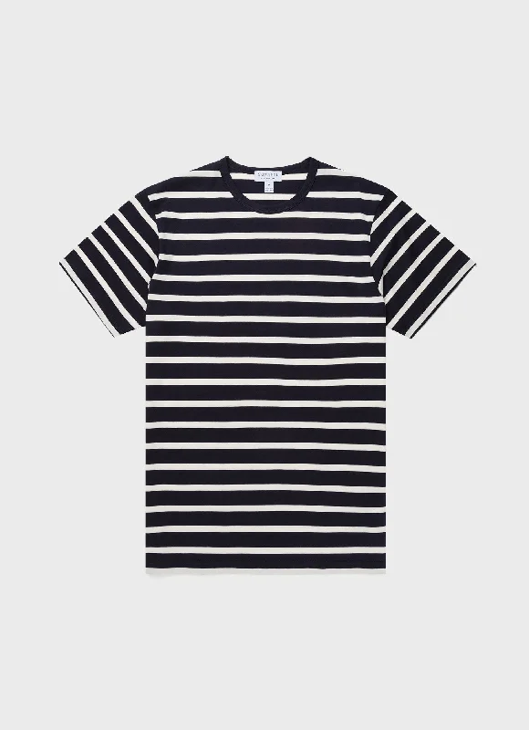 T-Shirt-Thermal-Men's Classic T-shirt in Navy/Ecru Breton Stripe