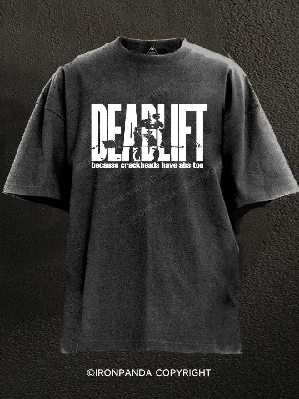 T-Shirt-Y2K-Style-DEADLIFT Greeting Washed Gym Shirt