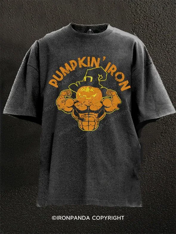 T-Shirt-Outdoor-PUMPKIN IRON Washed Gym Shirt