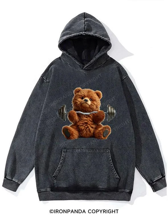 Hoodie-Recycled-BROWN BEAR REPPIN' HEAVY Washed Gym Hoodie