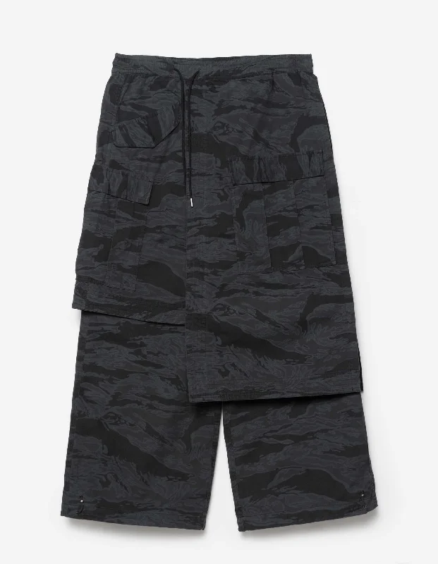 Pants-Purple-6110 Camo Asym Hakama Track Pants Subdued Night