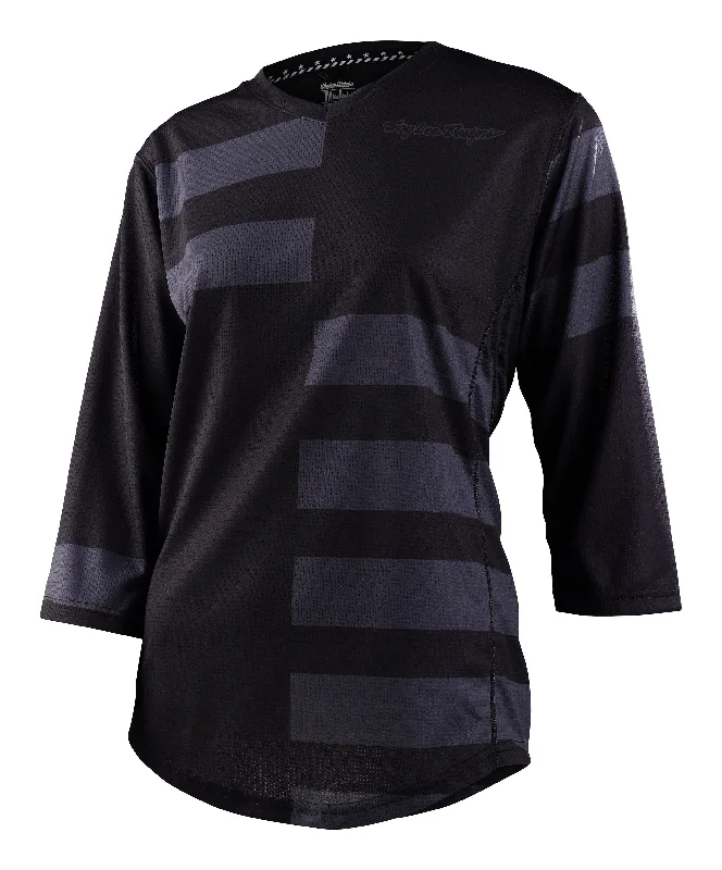 Long-Sleeve-Y2K-Style-Troy Lee Designs Mischief 3/4 Sleeve MTB Jersey - Womens - Split Stripe - Black