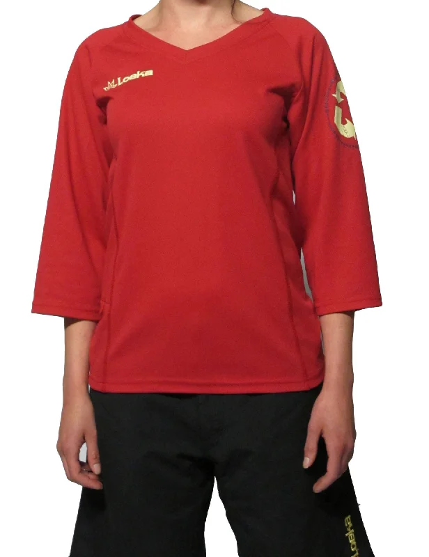 Long-Sleeve-Flex-Loeka Womens Kasista 3/4 Sleeve MTB Jersey - Tango Red