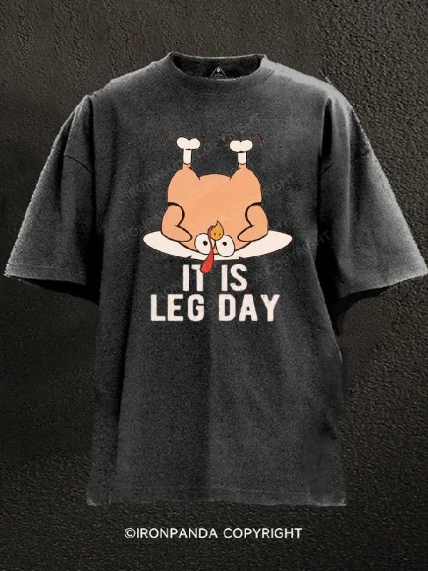 T-Shirt-Quote-It's Leg Day Turkey Washed Gym Shirt