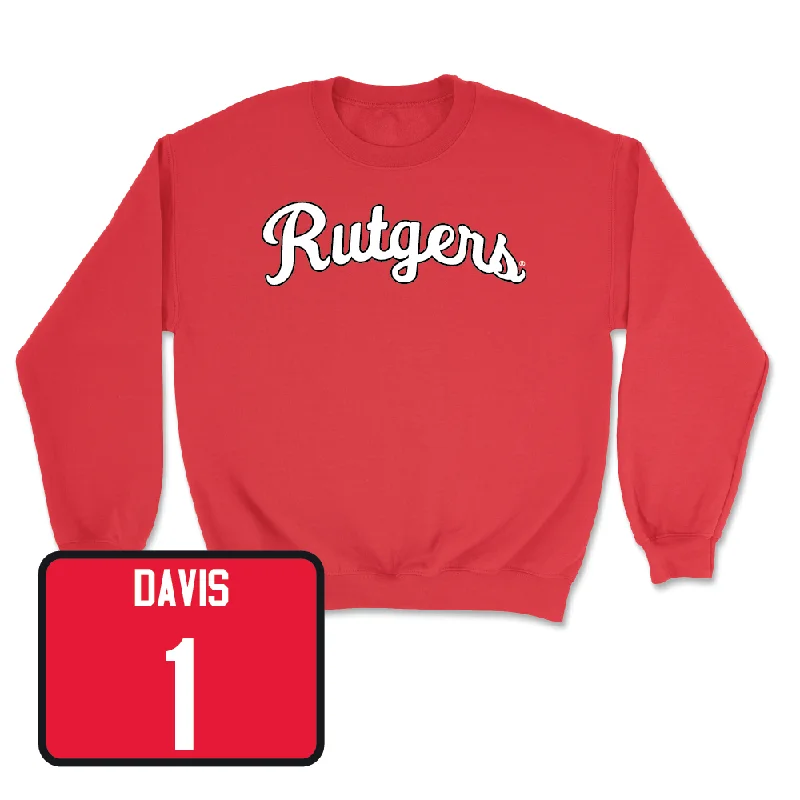 Long-Sleeve-Regular-Fit-Red Men's Basketball Script Crew - JaMichael Davis