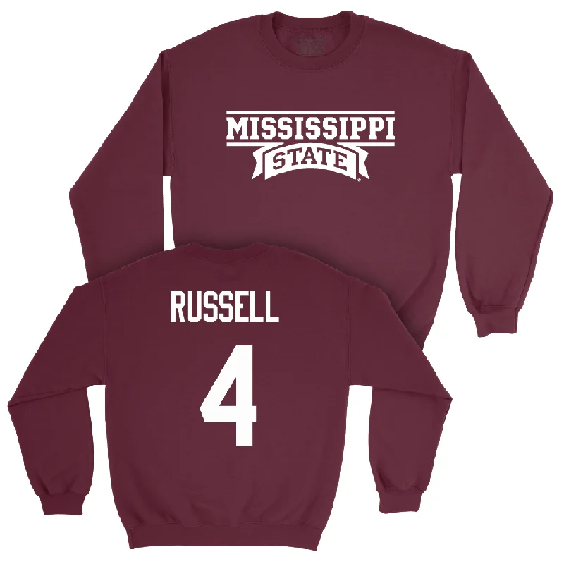 Long-Sleeve-Brown-Maroon Women's Basketball Team Crew - Eniya Russell