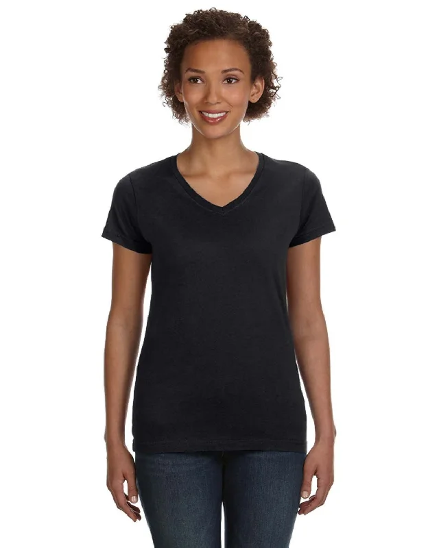 T-Shirt-Surfing-LAT 3507 Ladies' V-Neck Fine Jersey T-Shirt