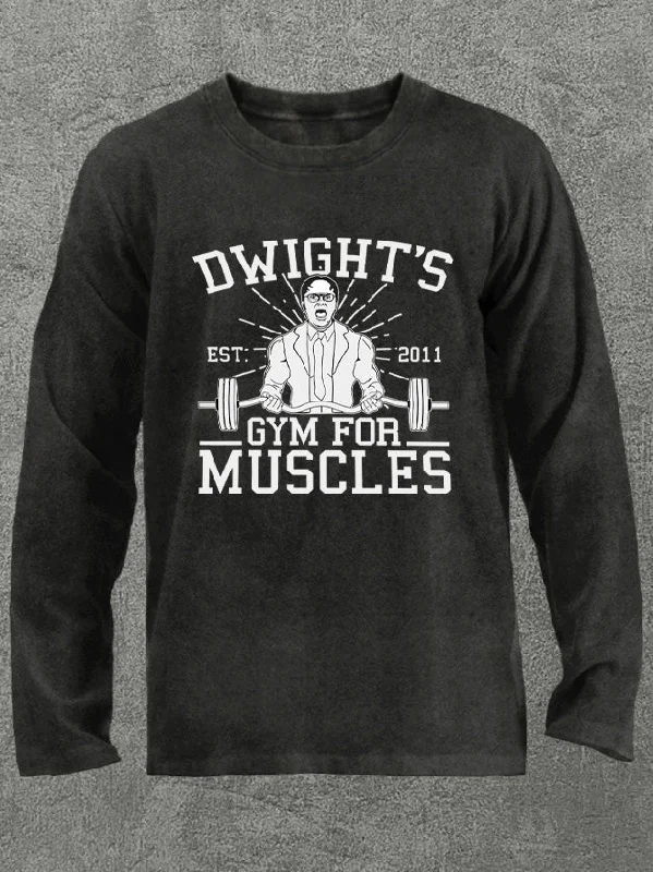 Long-Sleeve-Couple-dwight's gym for muscles Washed Gym Long Sleeve Shirt