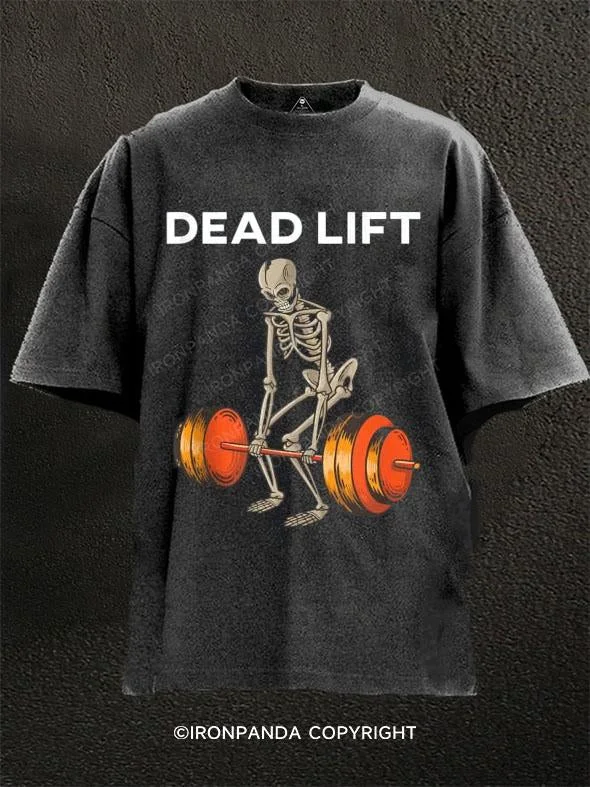 T-Shirt-Yellow-DEAD LIFT Washed Gym Shirt