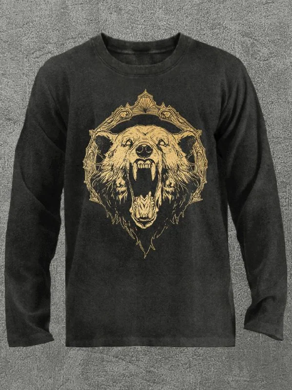 Long-Sleeve-Punk-fierce bear Washed Gym Long Sleeve Shirt