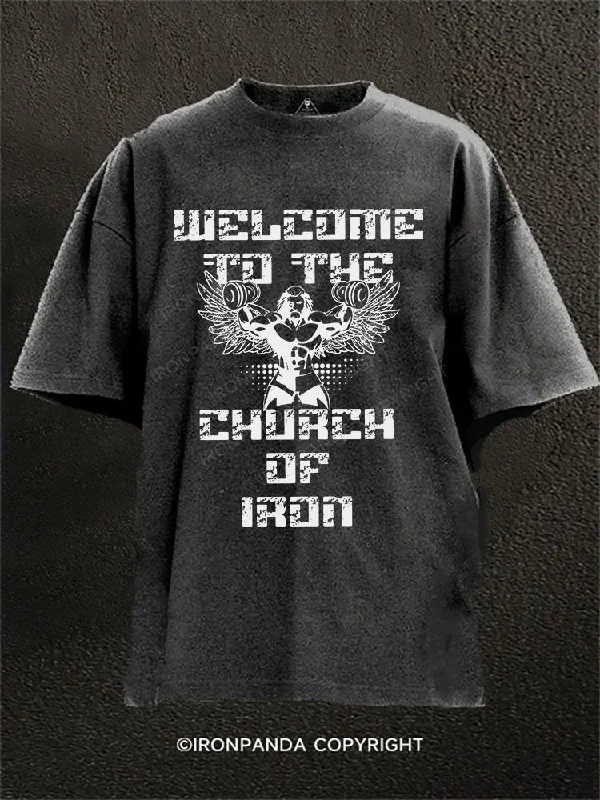 T-Shirt-Hip-Hop-Theme-Welcome to the Church of Iron Washed Gym Shirt