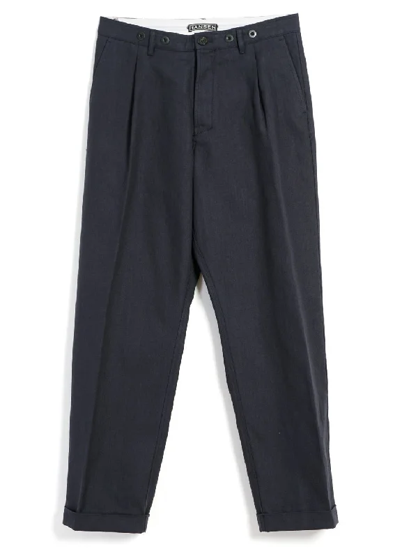 Pants-Solid-Color-SUNE | Pleated Wide Cut Trousers | Dark Blue