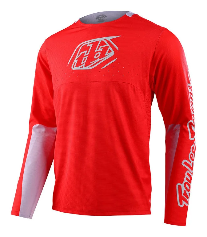 Long-Sleeve-Solid-Color-Troy Lee Designs Sprint Long Sleeve MTB Jersey - Icon - Race Red