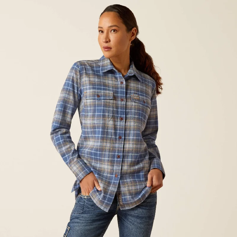 Long-Sleeve-Vintage-Ariat Women's Rebar Flannel Button-Down Work Shirt