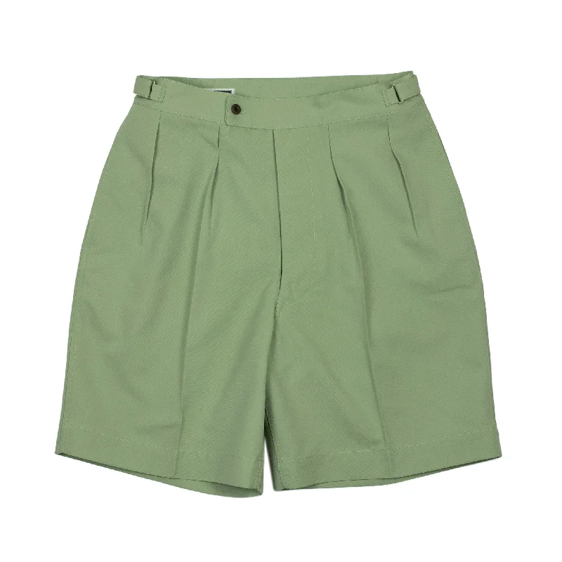 Shorts-Bamboo-Gurkha shorts in pistachio wool canvas