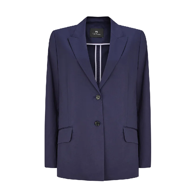 Jacket-Athletic-Tailored Cotton Navy Blue Jacket