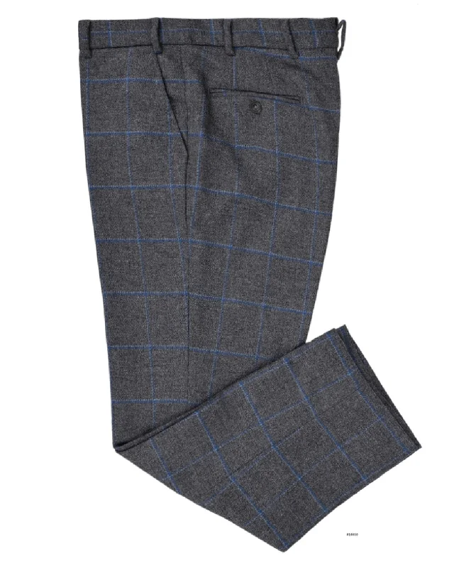 Pants-Cargo-Holland & Sherry Tweed Wool Blue Sky Blue on Darkgrey