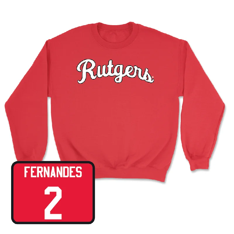 Long-Sleeve-Oversized-Red Men's Basketball Script Crew - Noah Fernandes