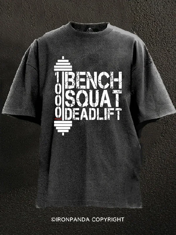 T-Shirt-Anime-BENCH SQUAT DEADLIFT Washed Gym Shirt