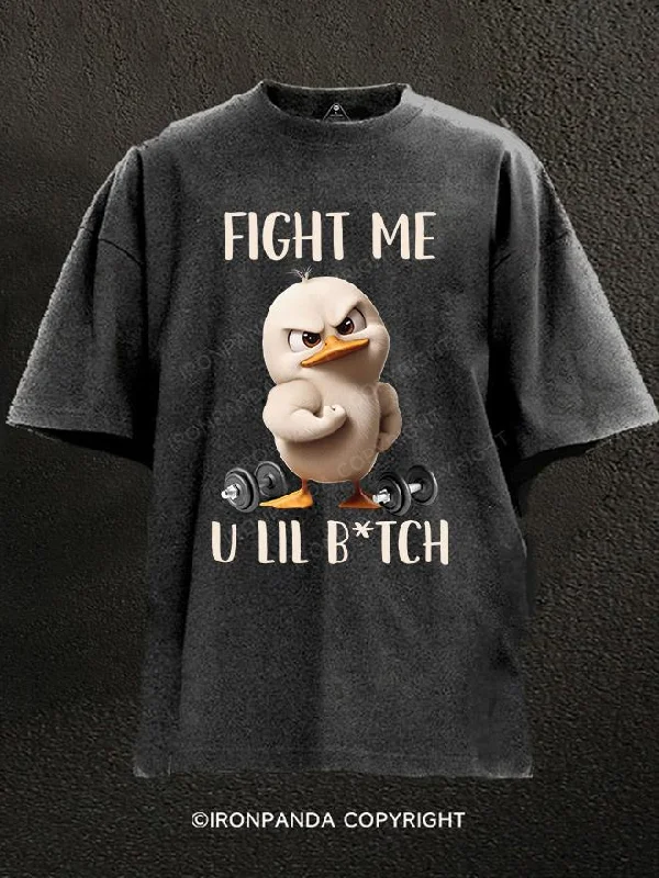 T-Shirt-Vegan-fight me  u lil btch Washed Gym Shirt