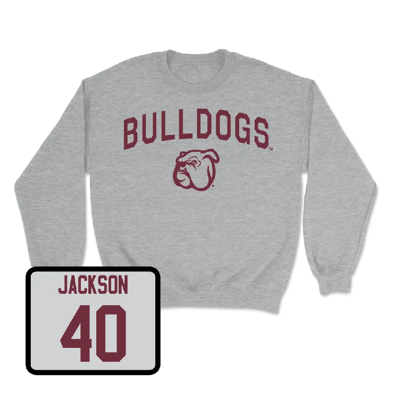 Long-Sleeve-Crewneck-Sport Grey Men's Basketball Bulldogs Crew  - Trey Jackson