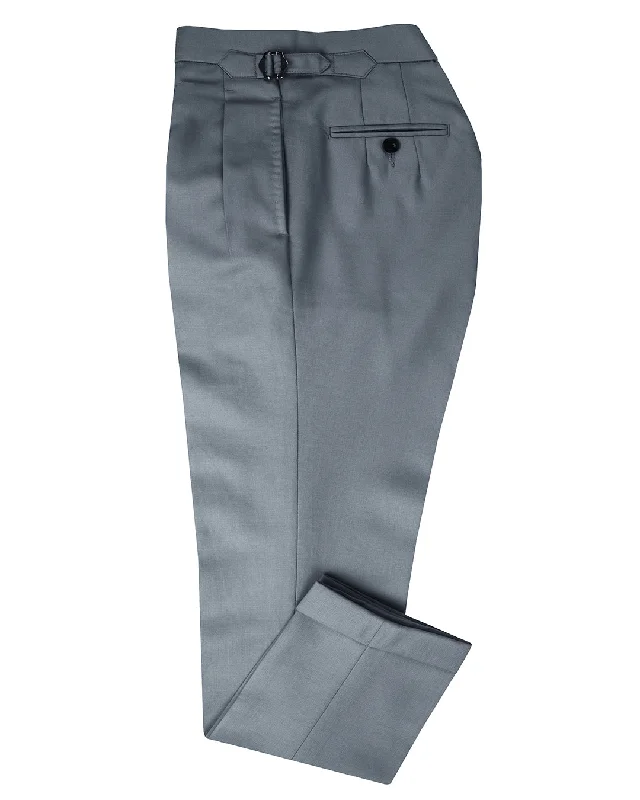 Pants-Bamboo-Dugdale Fine Worsted Pant - Grey Plain