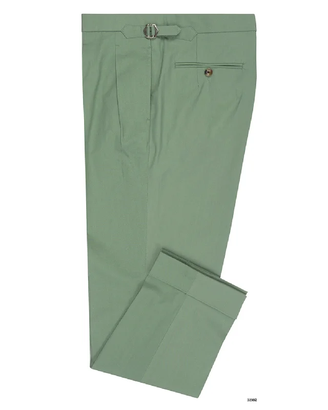 Pants-Organic-Chino: Green Slub Chambray