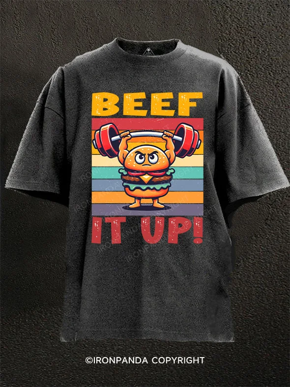 T-Shirt-Muscle-Beef It Up! Washed Gym Shirt