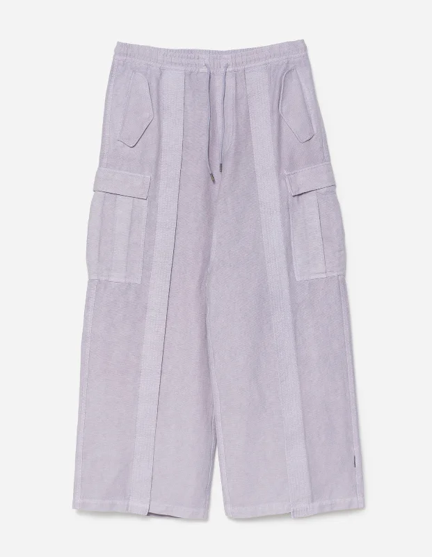 Pants-Hip-Hop-5329 Hakama Cargo Track Pants Purple Ash