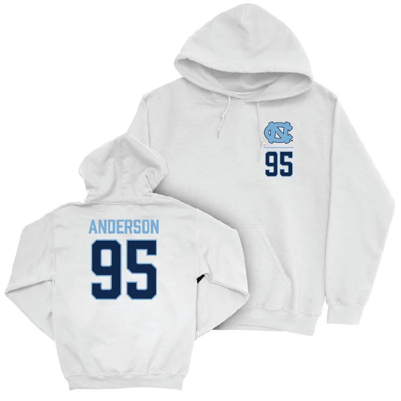 Hoodie-Loose-Fit-UNC Football White Logo Hoodie  - Daniel Anderson