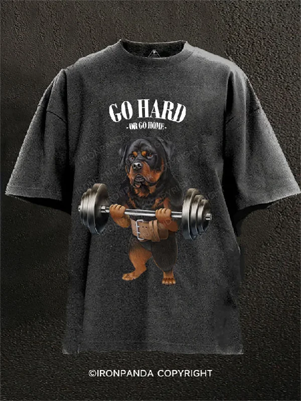 T-Shirt-Black-Go hard or go hom Washed Gym Shirt