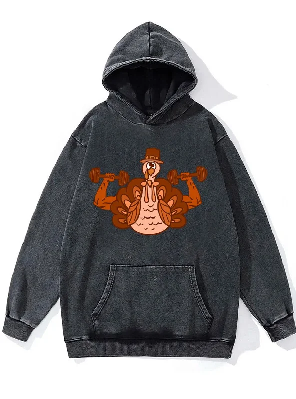 Hoodie-Tactical-weightlifting turkey Thanskgiving Washed Gym Hoodie