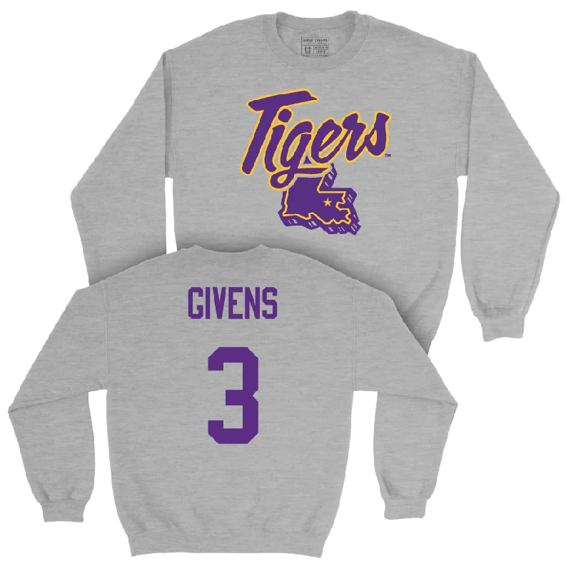 Long-Sleeve-Durable-Men's Basketball Sport Grey Tigers State Crew  - Curtis Givens