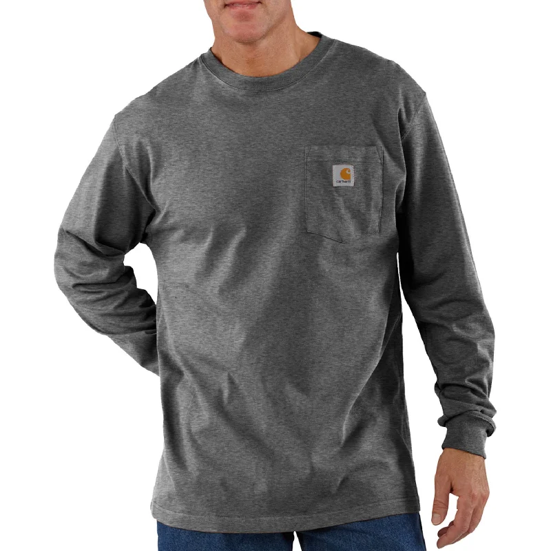 Long-Sleeve-Durable-Carhartt Men's Long Sleeve Pocket T-Shirt_Carbon Heather