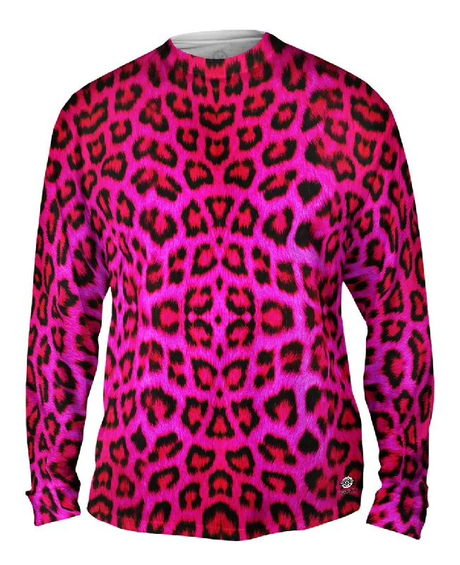 Long-Sleeve-Recycled-Neon Pink Leopard Animal Skin