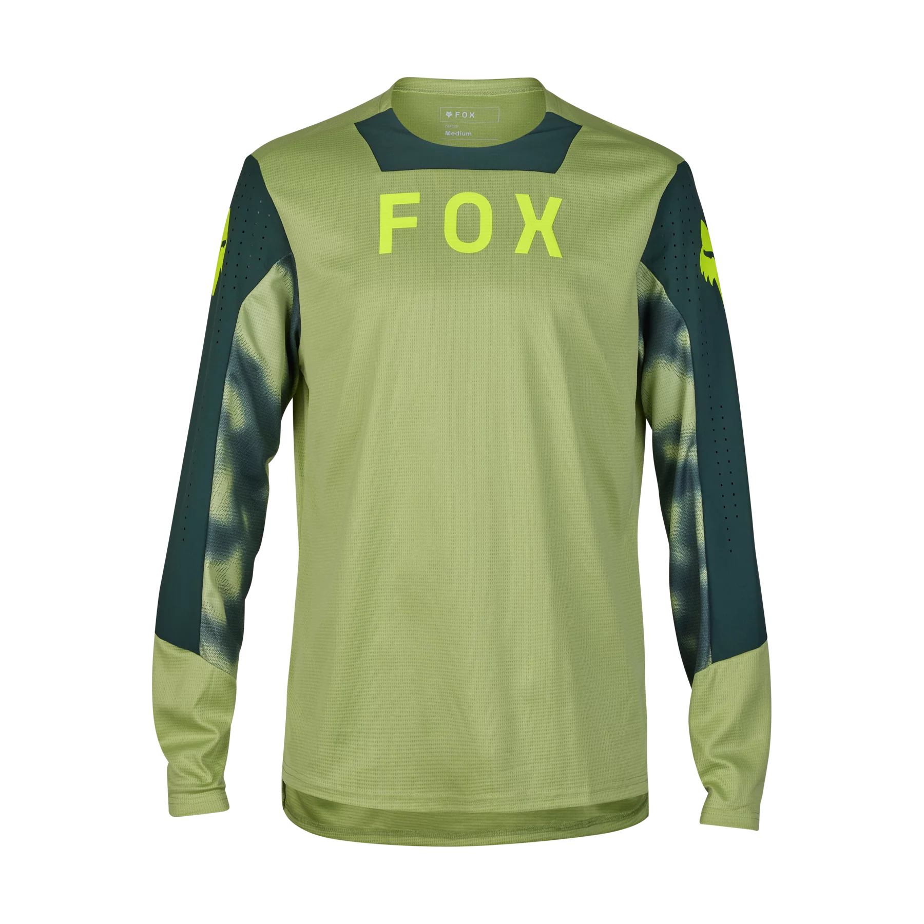 Long-Sleeve-Yellow-Fox Racing Defend Long Sleeve MTB Jersey - Taunt - Pale Green