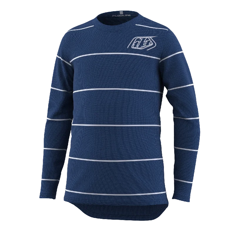 Long-Sleeve-Cozy-Troy Lee Designs Flowline Long Sleeve MTB Jersey - Revert - Youth - True Blue - 2023