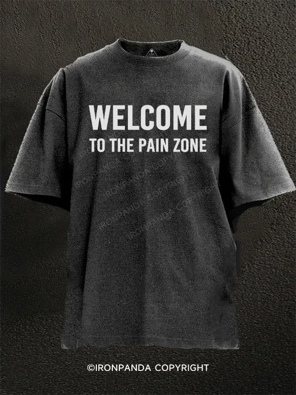 T-Shirt-Black-welcome to the pain zone Washed Gym Shirt