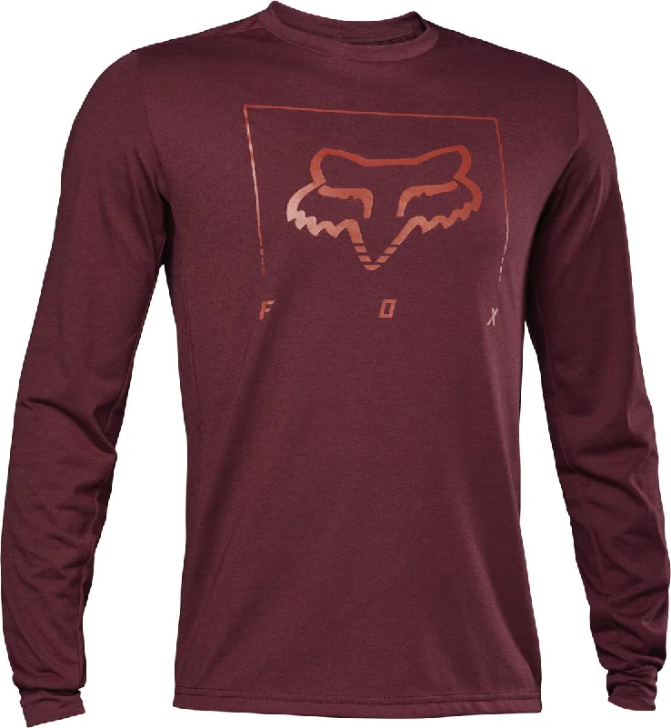 Long-Sleeve-Crewneck-Fox Racing Ranger Dri Release MD Long Sleeve MTB Jersey - Tred - Dark Maroon