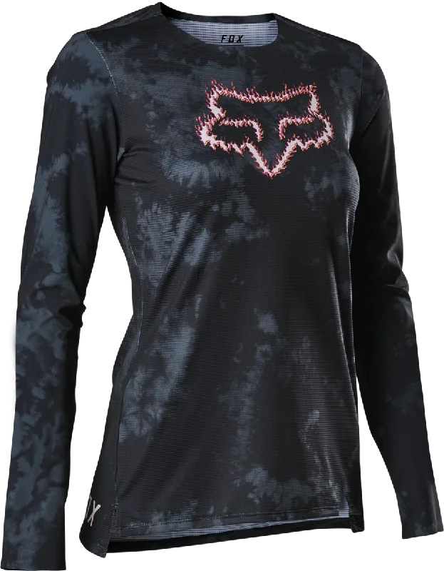 Long-Sleeve-Biker-Fox Racing Flexair TS57 Long Sleeve MTB Jersey - Womens - Black - 2022