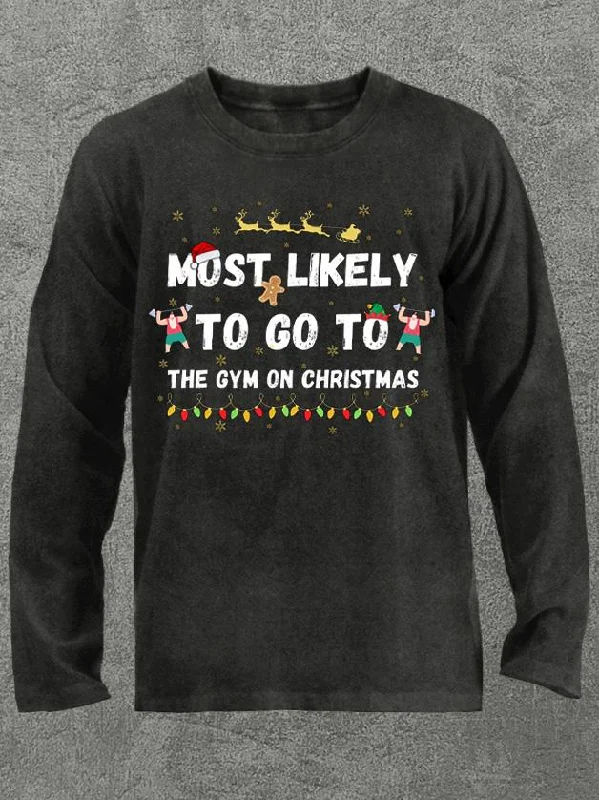 Long-Sleeve-Green-most likely to go to the gym at Christmas Washed Gym Long Sleeve Shirt