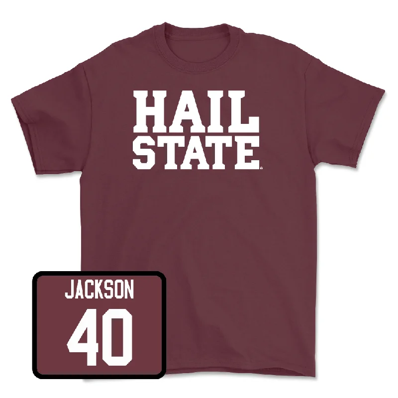 Long-Sleeve-Mock-Neck-Maroon Men's Basketball Hail Crew  - Trey Jackson