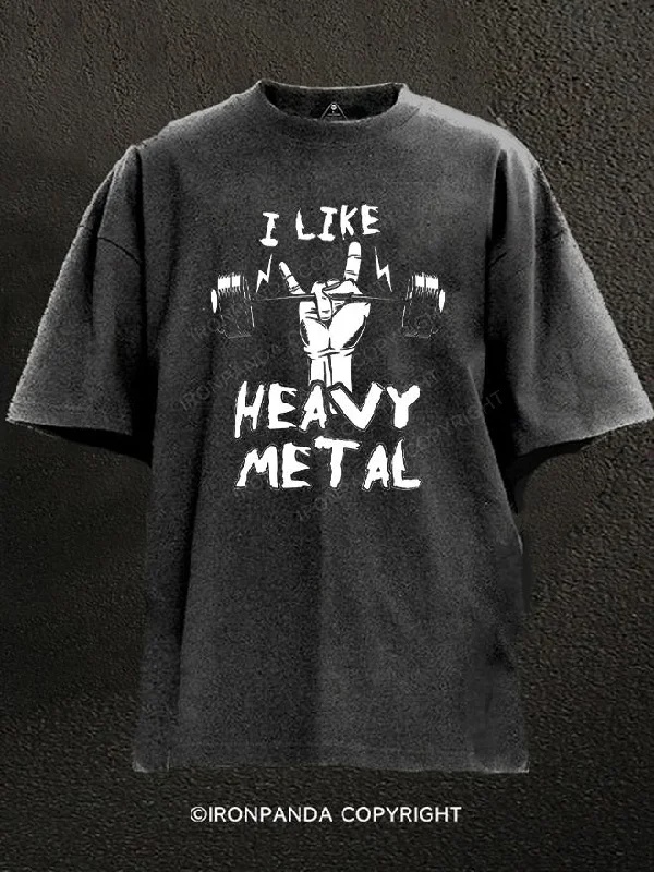 T-Shirt-Cotton-Heavy Metal Weightlifting Washed Gym Shirt