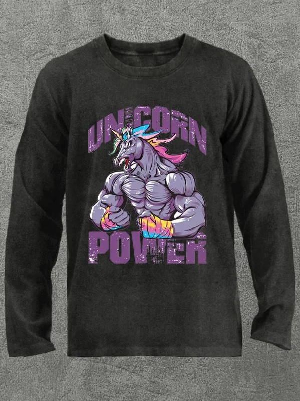 Long-Sleeve-Running-unicorn power Washed Gym Long Sleeve Shirt