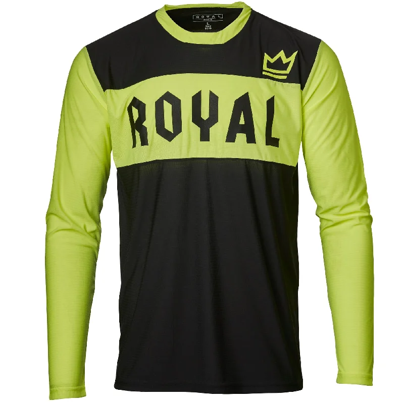 Long-Sleeve-Streetwear-Royal Apex Long Sleeve MTB Jersey - Flo Yellow-Black - 2022