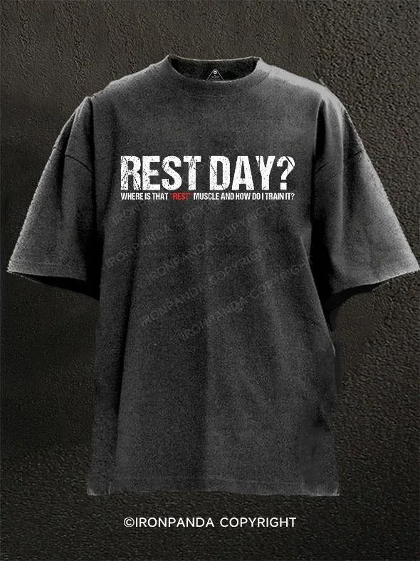 T-Shirt-Blue-Rest Day? Washed Gym Shirt