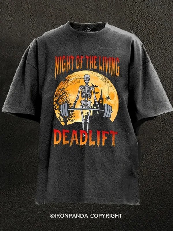 T-Shirt-Regular-Fit-Night of the living deadlift Washed Gym Shirt