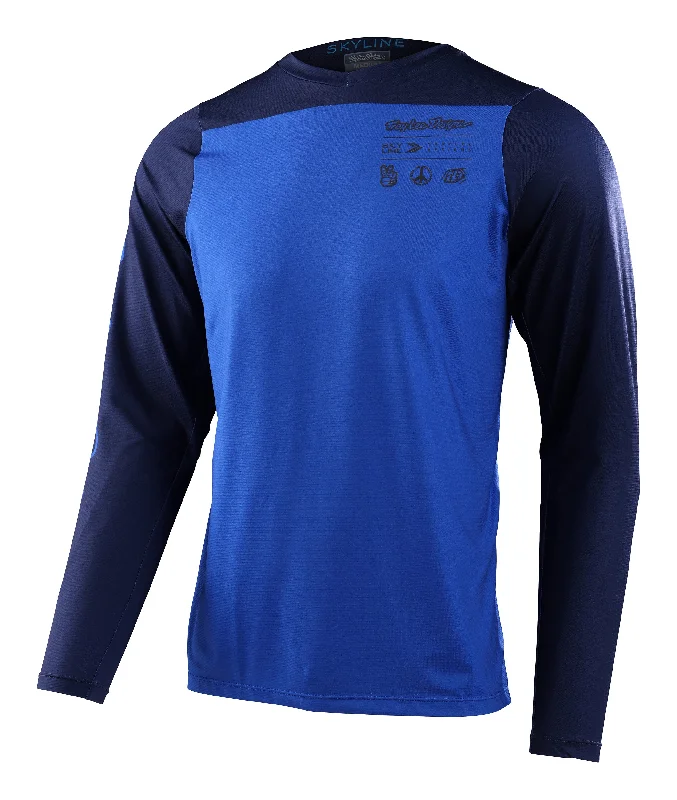 Long-Sleeve-Tactical-Troy Lee Designs Skyline Long Sleeve MTB Jersey - True Blue - 2023