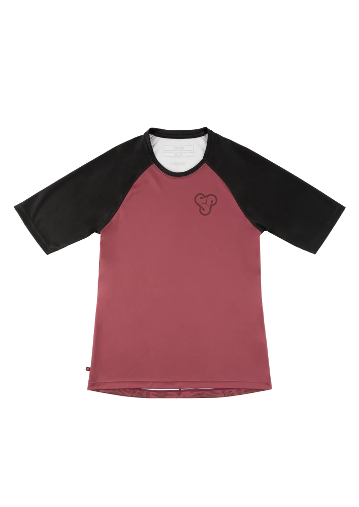 Long-Sleeve-Recycled-Sombrio Alder 2 3/4 Sleeve MTB Jersey - Womens - Fern-After Ride Wine